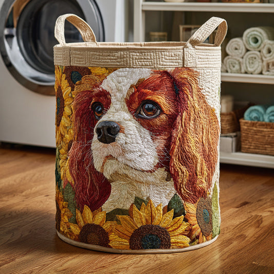 Sunflower Spaniel Charm Quilted Laundry Basket NCU0HNH798