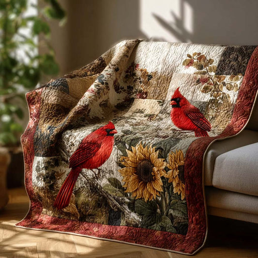 Sunflower Spirit Cardinals Quilted Blanket NCU0DQQ0153