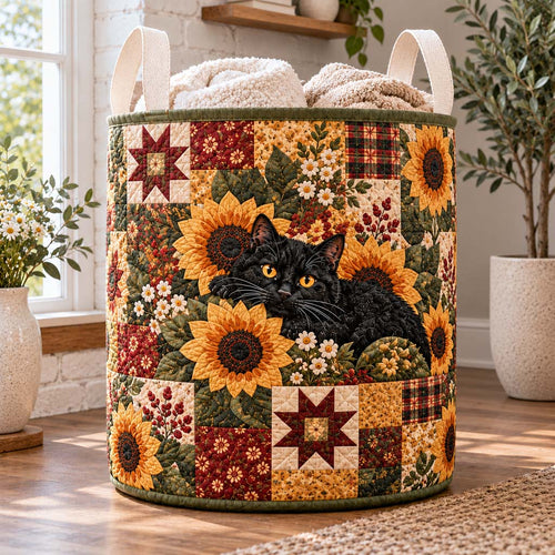 Sunflower Star Cat Quilted Laundry Basket NCU0HNH1363
