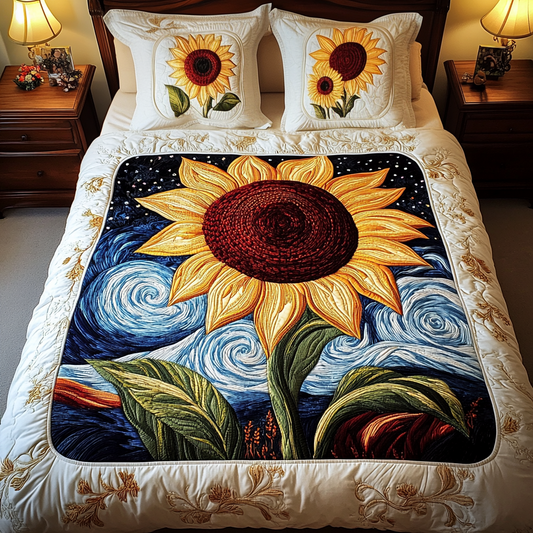 Sunflower Symphony 3-Piece Quilted Bedding Set NCU0TL1953