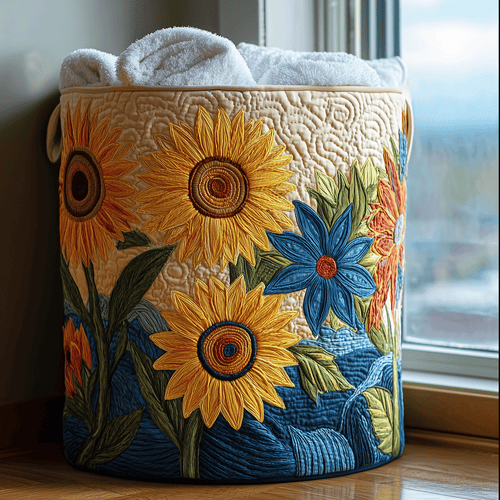 Sunflower Utility Quilted Laundry Basket NCU0TH2898