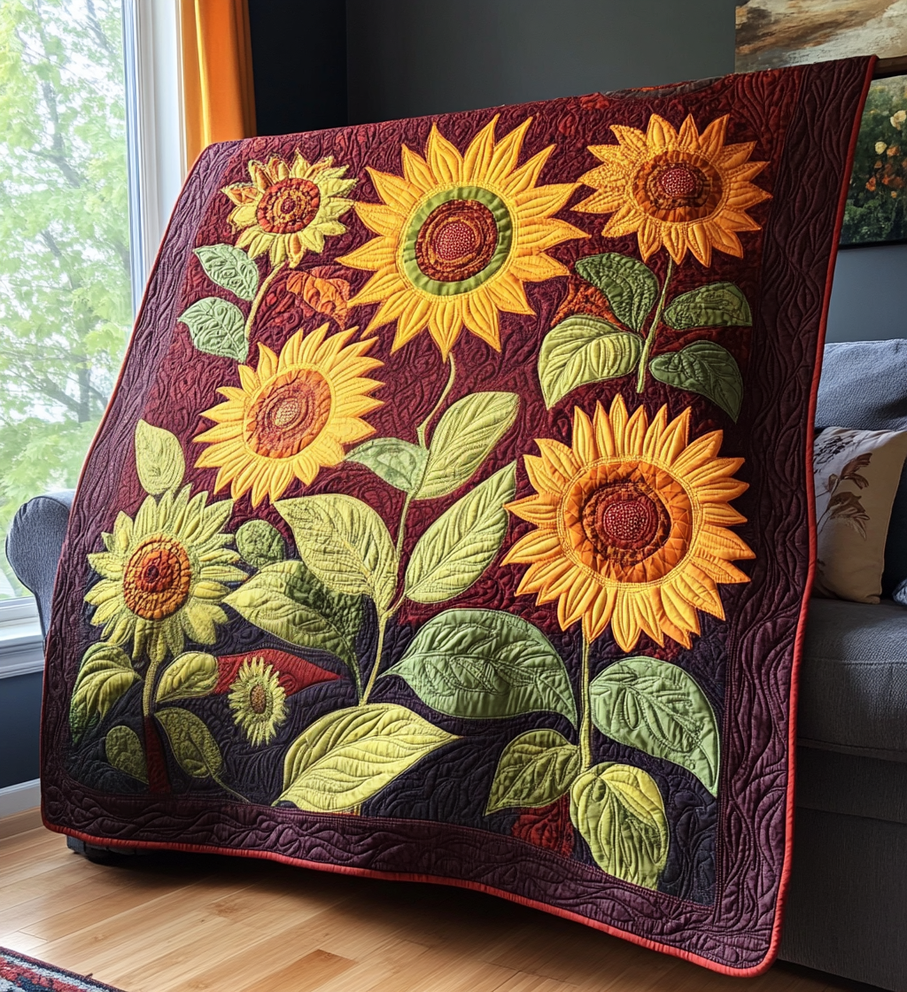 Sunflowers Night Quilted Blanket NCU0DV450