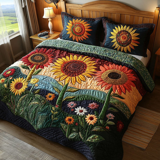 Sunkissed Petal Dreams 3-Piece Quilted Bedding Set NCU0PTT223
