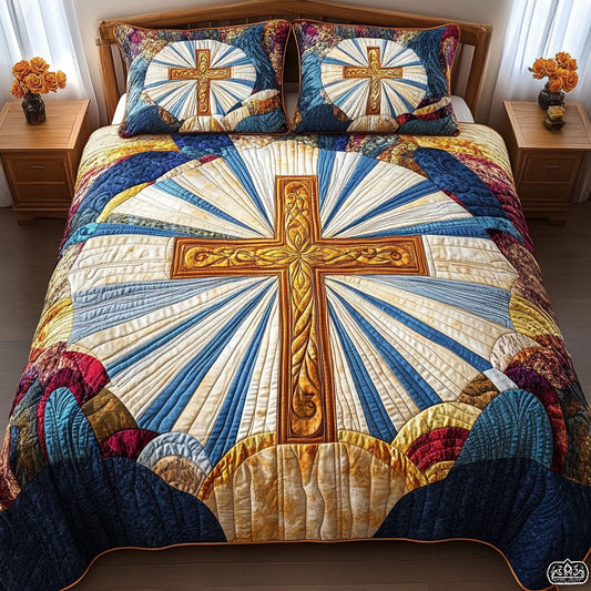 Sunlit Cross 3-Piece Quilted Bedding Set NCU0NNT250