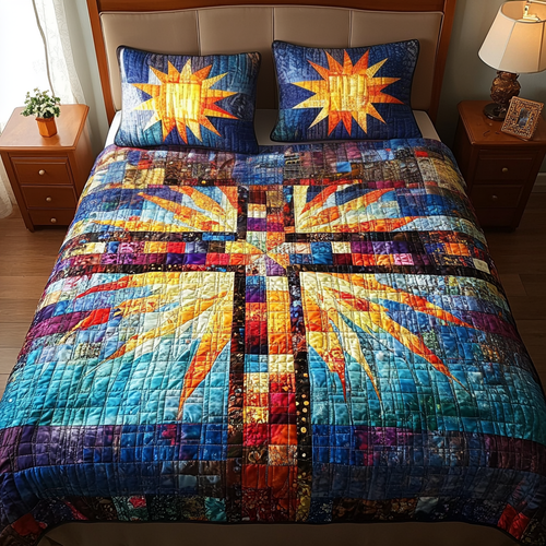 Sunlit Cross 3-Piece Quilted Bedding Set NCU0TL1710
