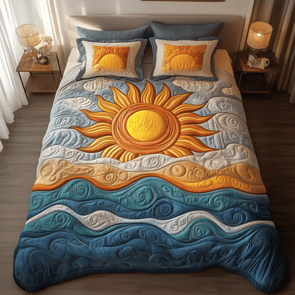 Sunlit Embrace 3-Piece Quilted Bedding Set NCU0TH2427