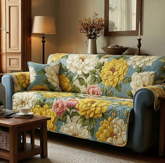 Sunlit Daisy Garden Quilted Sofa Cover NCU0DQQ0474