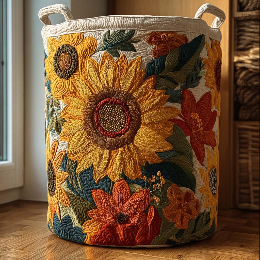 Sunlit Fields Quilted Laundry Basket NCU0NTD016