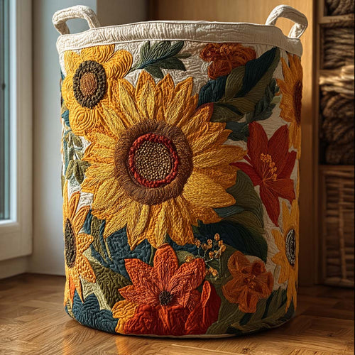 Sunlit Fields Quilted Laundry Basket NCU0NTD016