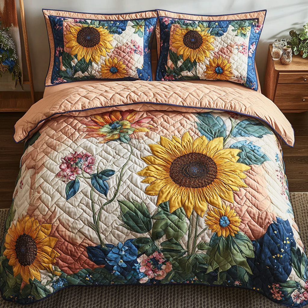 Sunlit Garden 3-Piece Quilted Bedding Set NCU0DDK445