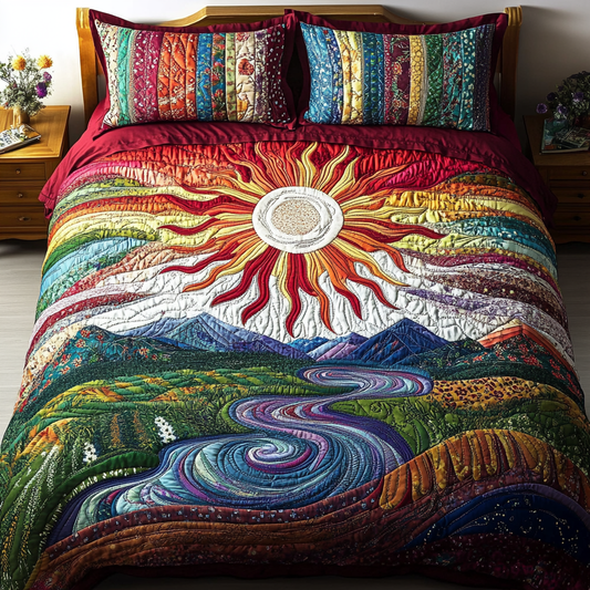 Sunlit Meadows 3-Piece Quilted Bedding Set NCU0NVH057