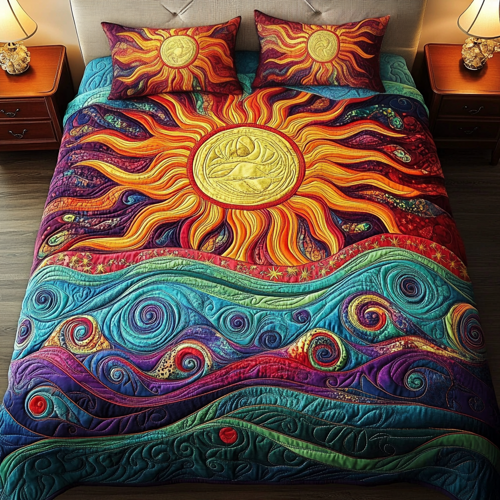 Sunlit Serenity 3-Piece Quilted Bedding Set NCU0VH409