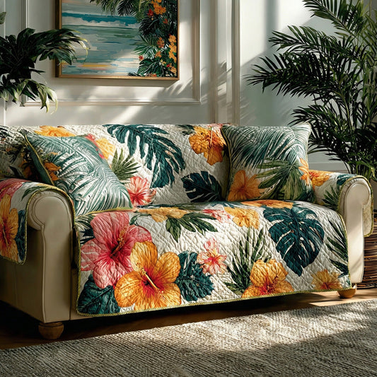 Sunlit Tropics Quilted Sofa Cover NCU0LDH441