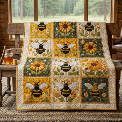 Sunny Bee Grid Quilted Blanket NCU0HNH1181