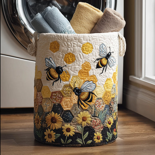 Sunny Bee Quilted Laundry Basket NCU0TH2993