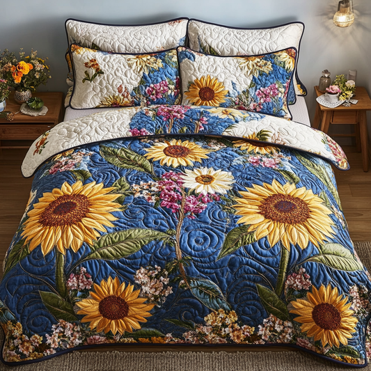 Sunny Bloom 3-Piece Quilted Bedding Set NCU0DDK441