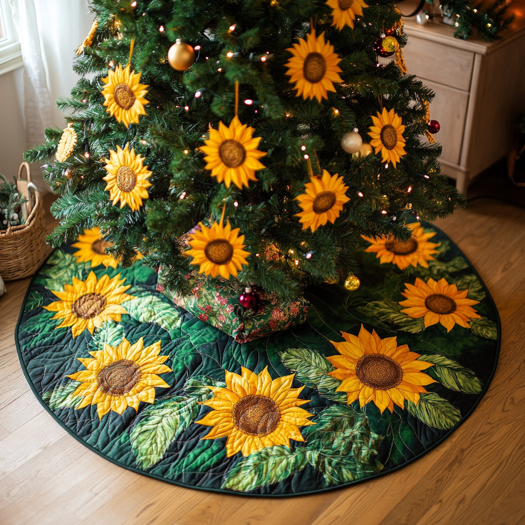Sunny Bloom Christmas Quilted Tree Skirt NCU0DDK1629