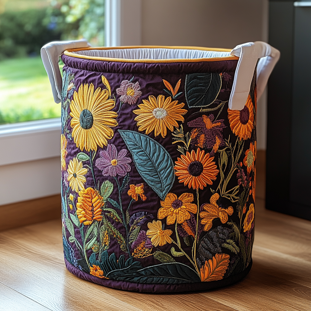 Sunny Bloom Quilted Laundry Basket NCU0DDK694