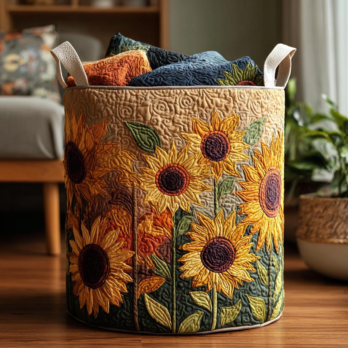 Sunny Bloom Quilted Laundry Basket NCU0DV1754
