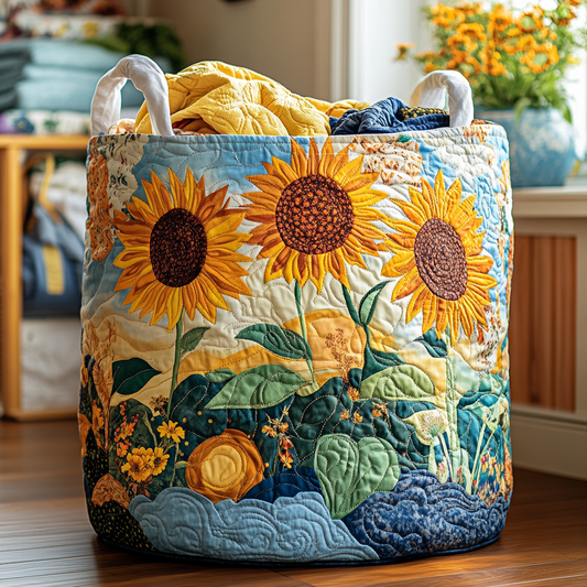 Sunny Bloom Quilted Laundry Basket NCU0PVL403