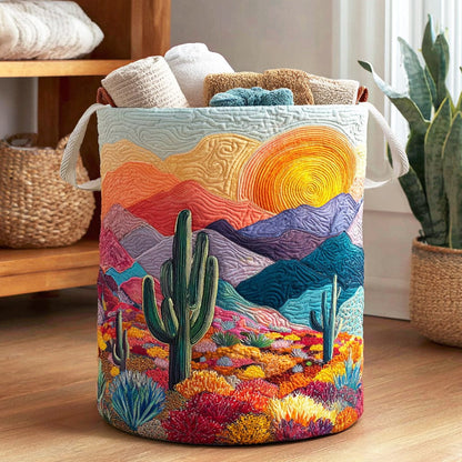 Sunny Cactus Bloom Quilted Laundry Basket NCU0NNL057