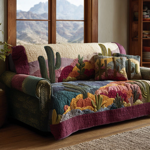 Sunny Cactus Quilted Sofa Cover NCU0DV1788