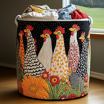 Sunny Chicken Quilted Laundry Basket NCU0DDK1019