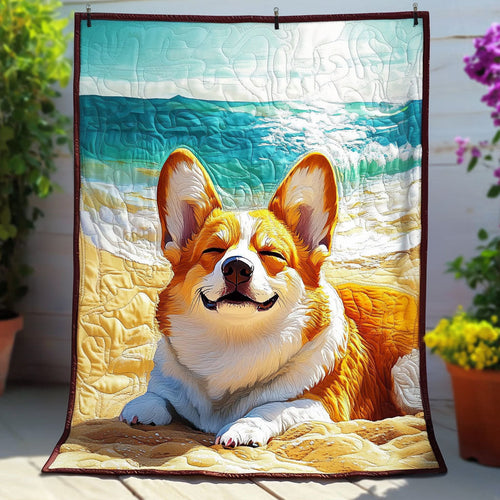 Sunny Corgi Bliss Quilted Blanket NCU0NNT681