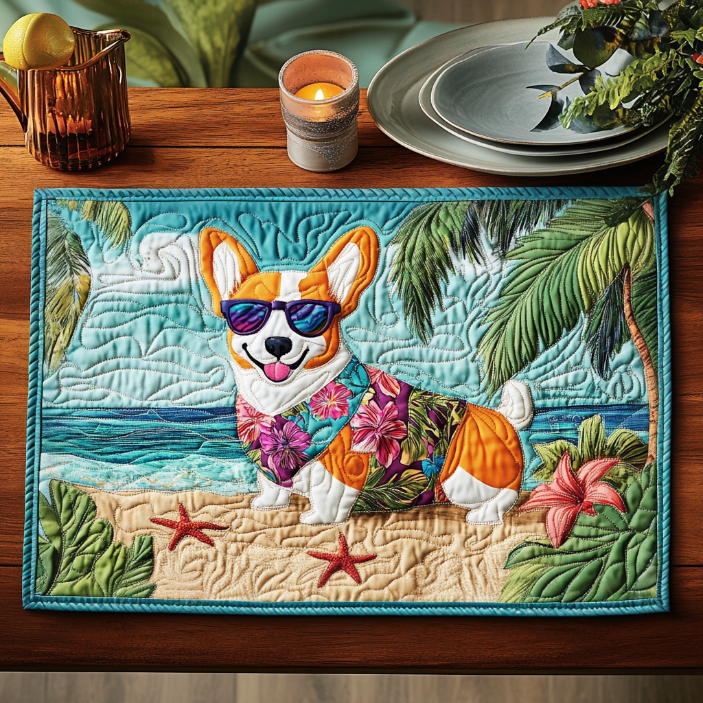 Sunny Corgi Quilted Place Mat NCU0NVH846
