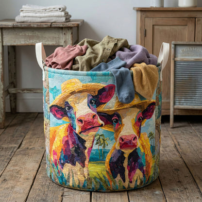 Sunny Cow Pair Quilted Laundry Basket NCU0NNT3057