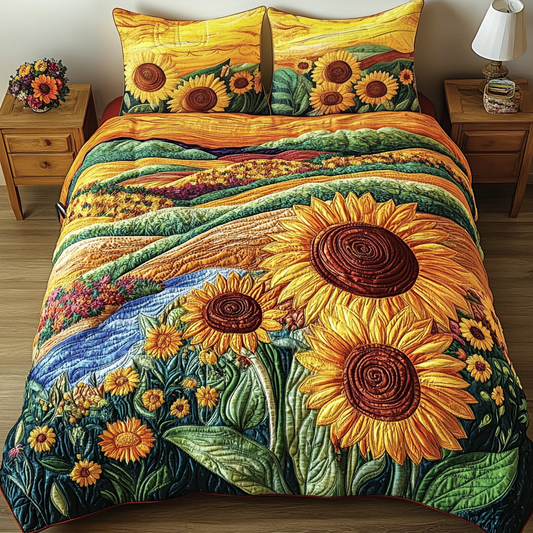Sunny Delight 3-Piece Quilted Bedding Set NCU0NVH313