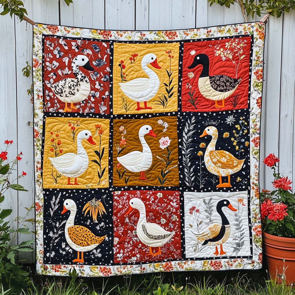 Sunny Duck Gathering Quilted Blanket NCU0NNT907