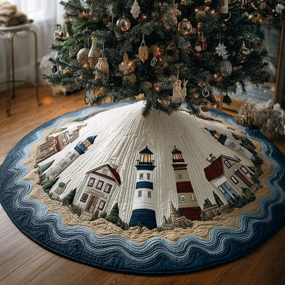 Sunny Lighthouse Christmas Quilted Tree Skirt NCU0DDK2059
