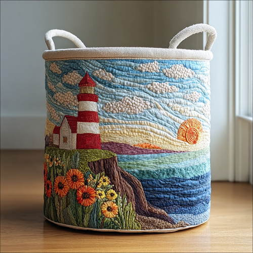 Sunny Lighthouse Quilted Laundry Basket NCU0DDK1551
