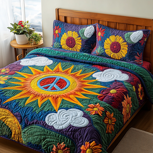 Sunny Peace 3-Piece Quilted Bedding Set NCU0PVL355