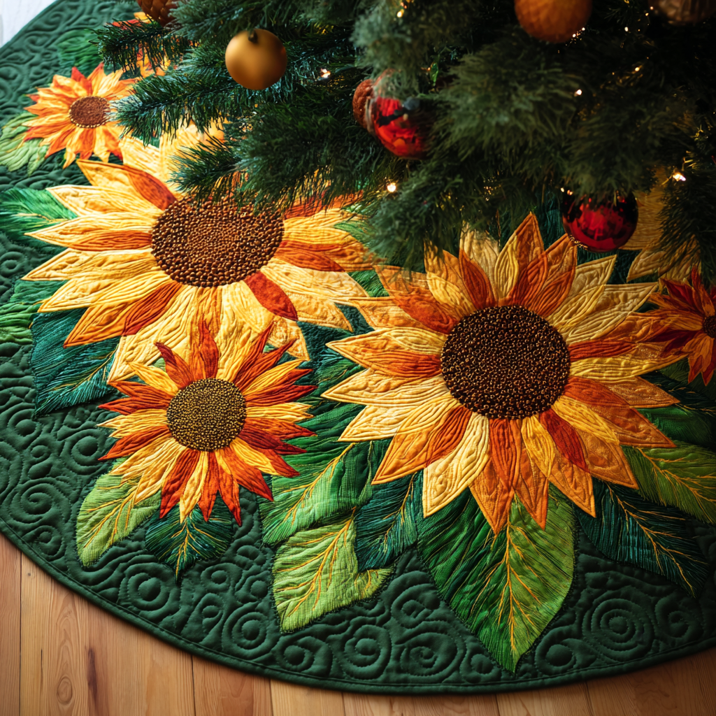 Sunny Petals Christmas Quilted Tree Skirt NCU0DDK1633