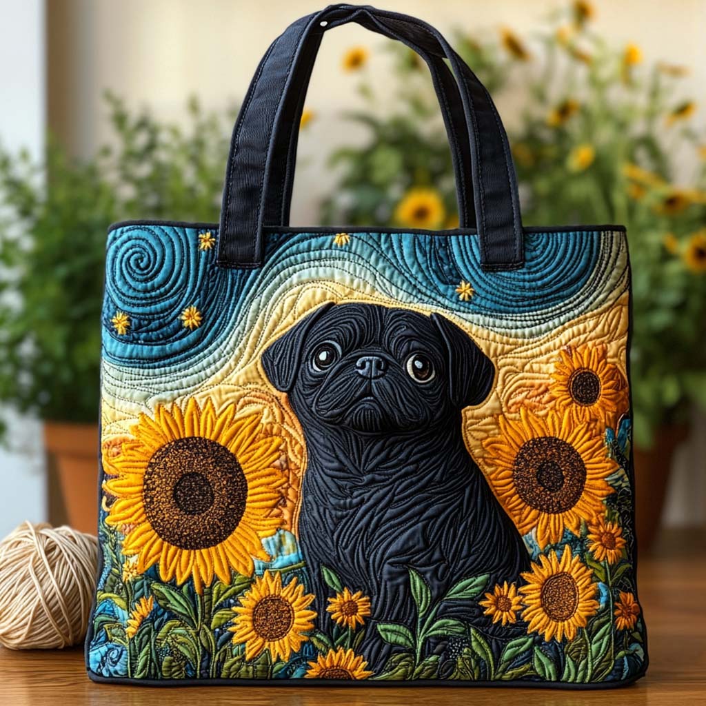 Sunny Pug Smile Quilted Tote Bag NCU0NXD764