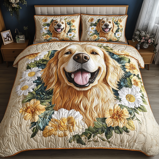 Sunny Pup 3-Piece Quilted Bedding Set NCU0NVH836