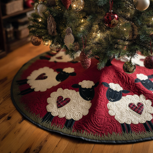 Sunny Sheep Christmas Quilted Tree Skirt NCU0DDK1954