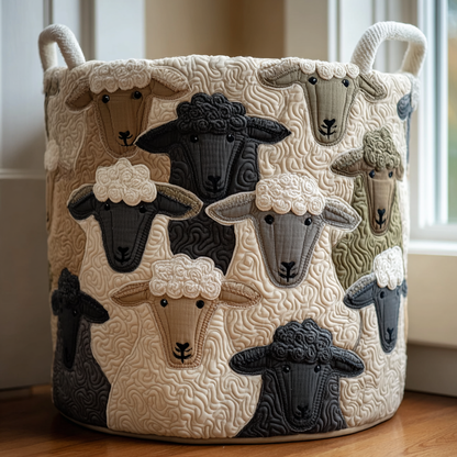 Sunny Sheep Quilted Laundry Basket NCU0DDK1805