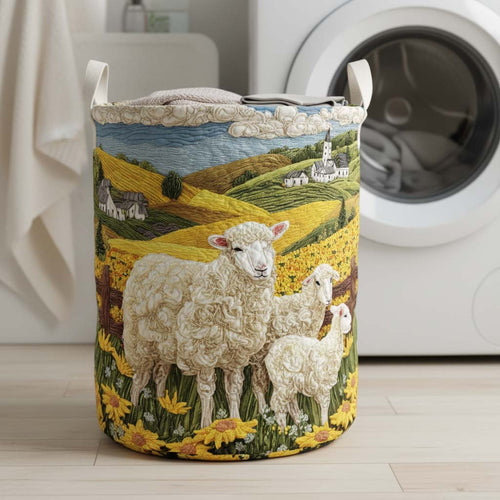 Sunny Sheep Quilted Laundry Basket NCU0HNH923