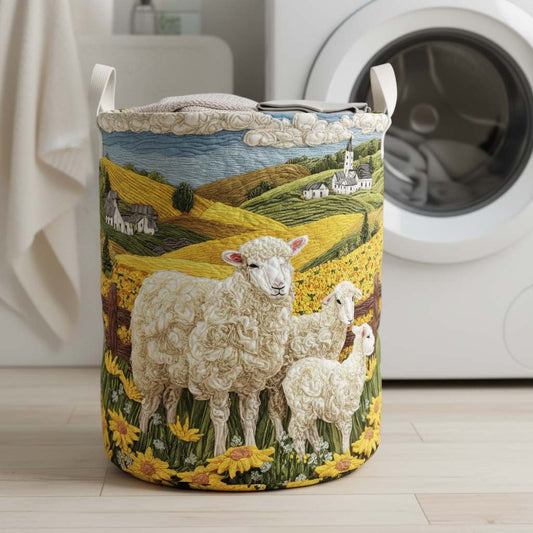 Sunny Sheep Quilted Laundry Basket NCU0HNH923