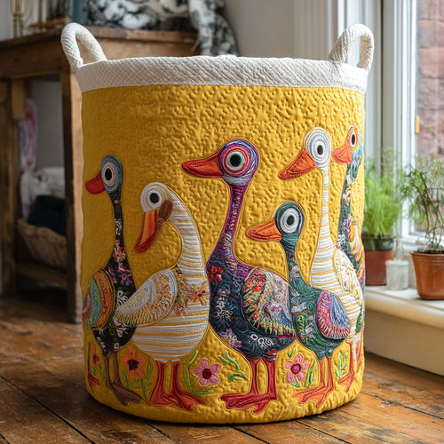 Sunny Side Ducks Quilted Laundry Basket NCU0PTT873
