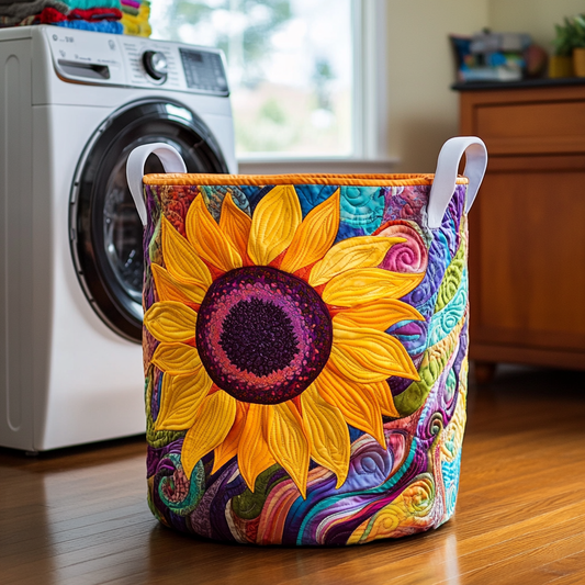 Sunny Sunflower Quilted Laundry Basket NCU0DDK557