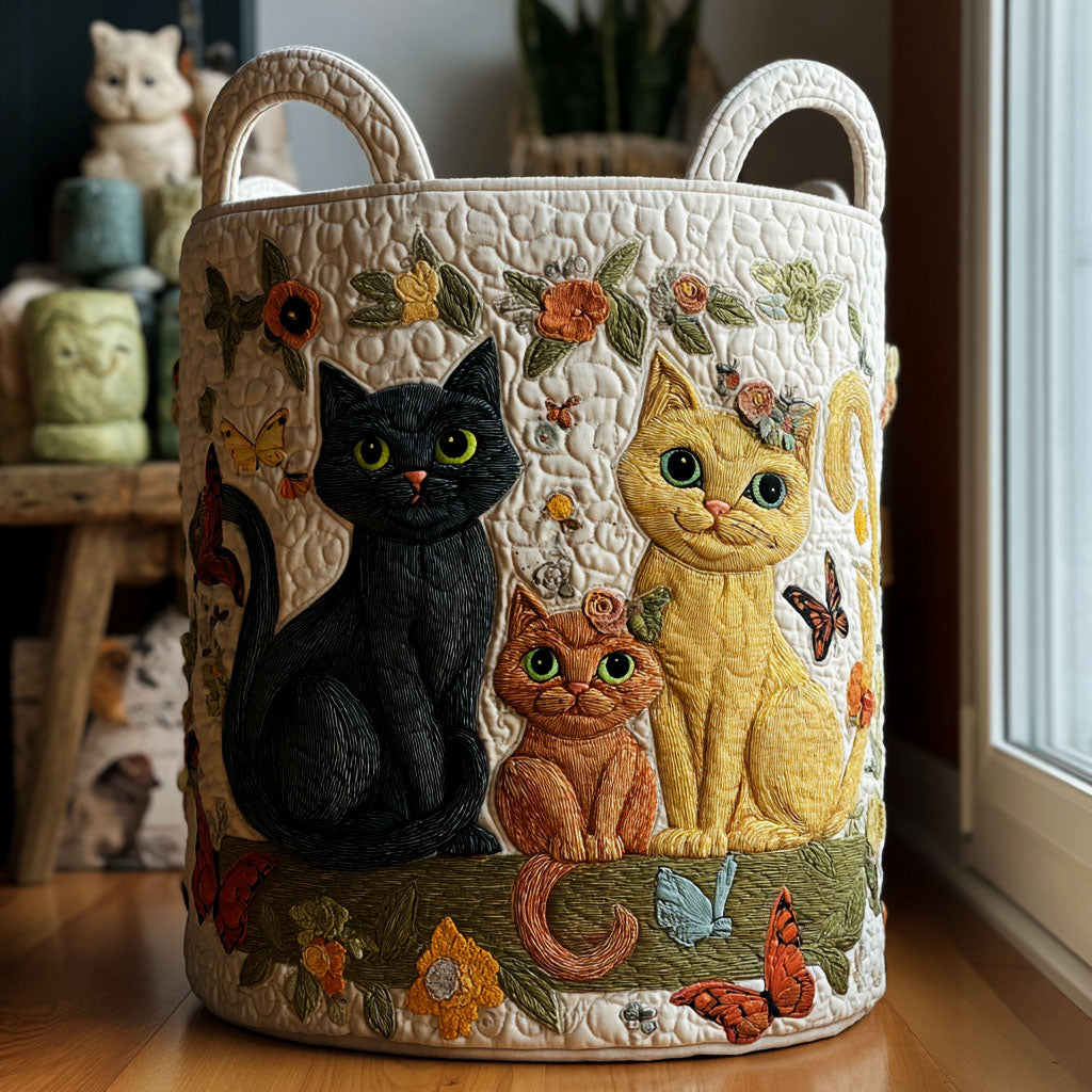 Sunny Window Whiskers Quilted Laundry Basket NCU0PTT1991