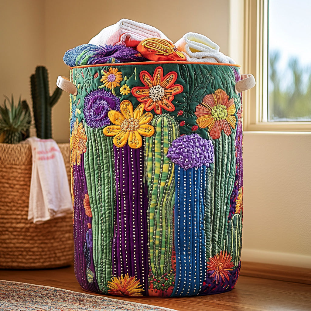 Sunrise Cactus Quilted Laundry Basket NCU0PVL656
