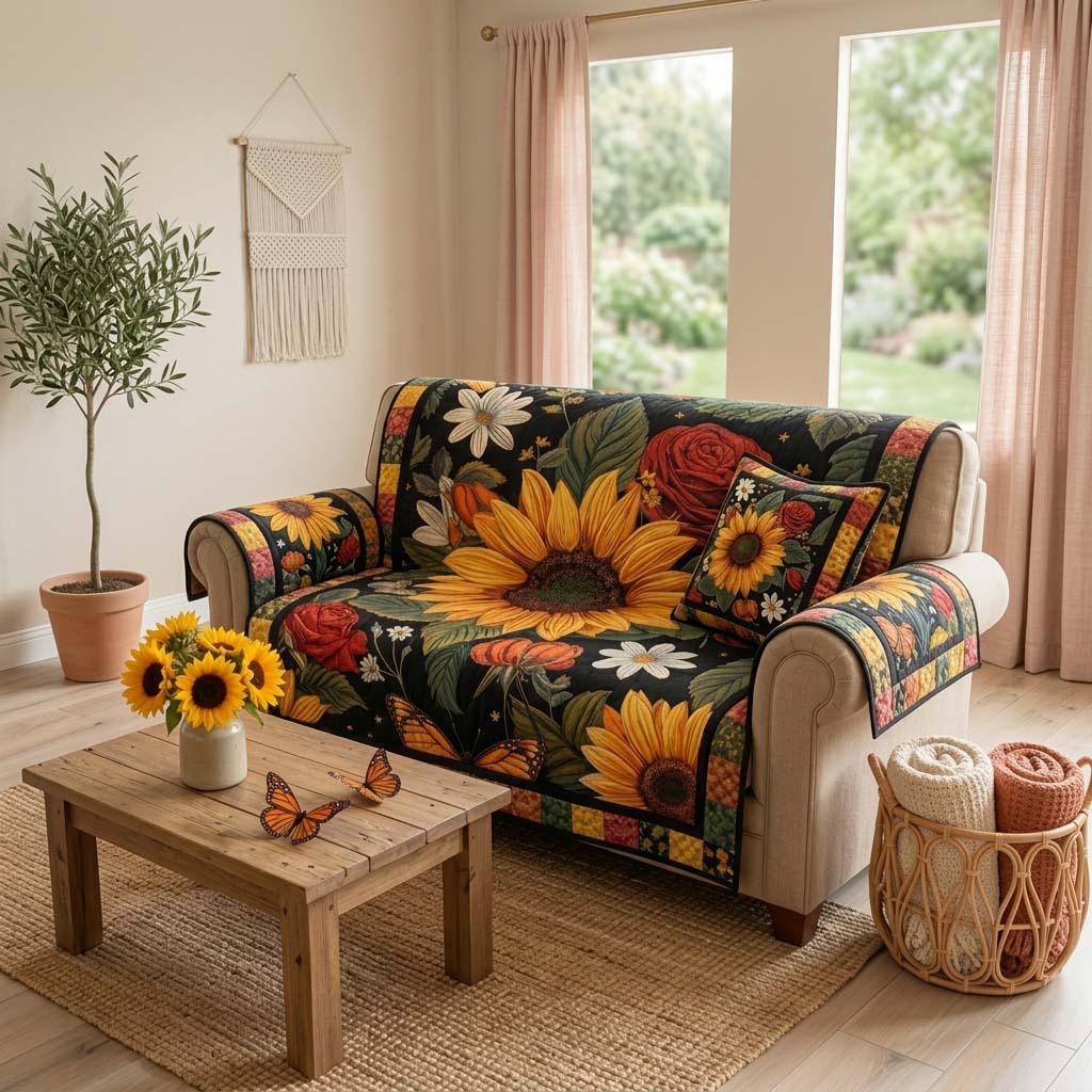 Sunrise Flower Quilted Sofa Cover NCU0DQQ0806