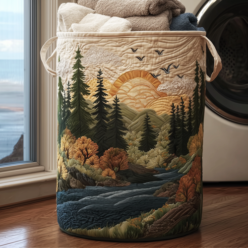 Sunrise Forest Quilted Laundry Basket NCU0TH2929