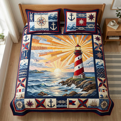 Sunrise Lighthouse Radiance 3-Piece Quilted Bedding Set NCU0HNH1148