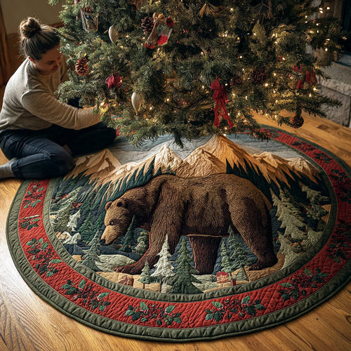 Sunrise Meadow Bear Christmas Quilted Tree Skirt NCU0NTD952